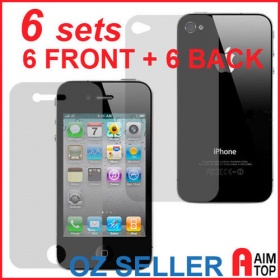 6 sets (12 pieces) Front + Back Screen Protector Cover for iPhone 4 / 4S