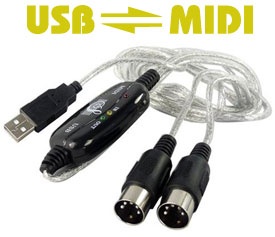 USB MIDI Cable for PC / Macintosh, 16 Channels, 2 ...
