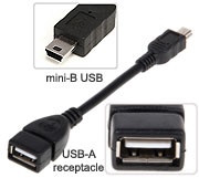 Converter: USB A Receptacle to mini B USB OTG Cabl... Converter: USB A Receptacle to mini B USB OTG Cabl...
