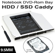 2.5" SATA HDD/SSD Caddy / Cradle / Tray for Replacement of Notebook 9.5mm SATA Optical Drive