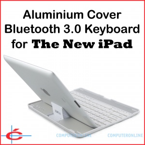 Bluetooth V3.0 Keyboard + Aluminium Cover / Stand for The New iPad 3, Black Keys