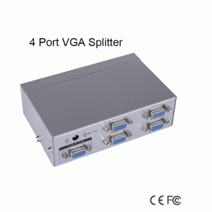 4 Port VGA Splitter Box Support 1920x1440 high resolution and 250MHz Video Bandwidth