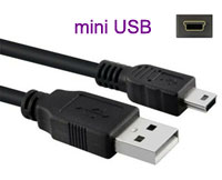Cable: mini USB cable USB A - mini B 5P, 0.7 meter length, Power & Data Sync