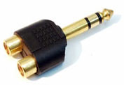 6.3mm Stereo Plug -  RCA 2x Female Gold Connector
