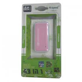 Generic External All in One card Reader, USB 2.0 Pink color [NYK-CR-03]