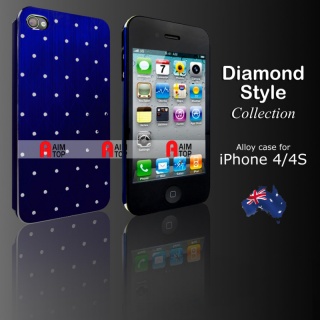Aluminium Diamond Style Case for iPhone 4 / 4S - Dark Blue