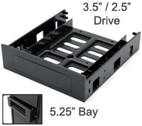 3.5" / 2.5" Device Frame to Fit in 5.25" CD-Rom Bay, Black