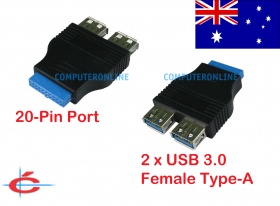 USB 3.0 20 Pin Motherboard Port Header to 2 x USB 3.0 Type A female Adapter