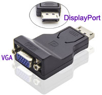 Converter: DisplayPort (Male) to VGA (Female) Cable Converter - Supports up to 4K, Plated Connection