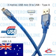 Cable: USB Type A - USB Mini B 5 Pin Plug, 3m