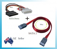 SATA 2 Data Cable and 4 Pin male Molex to SATA Power Adapter