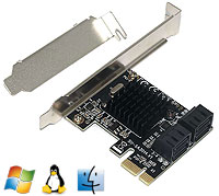 SSU SATA 3 III 4-Port PCI-e Card, [SU-SA3034A] - Plug & Play for Windows / Mac / Linux, with Low Profile