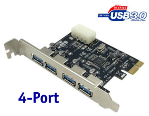 SSU USB 3.0 4 Ports PCI-e Card, [U304.V2] with Molex Power, VIA VL805 Chipset
