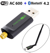 USB WiFi Dual Band AC 600Mbps + Bluetooth V4.2 Com...