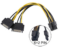 Dual SATA to 8 (6+2) pin Power Cable Adapter for P...