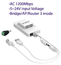 Vonets 11AC Dual Band 1200Mbps Wireless to Wired LAN Bridge / Repeater / AP / Router, [VAP11AC], 5~24V Dual Power Input Connection
