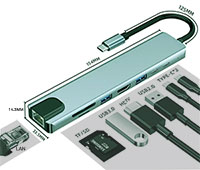 USB Type C 8IN1 HUB with USB-C / USB-A / SD / TF / 4K HDMI / LAN