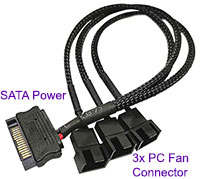 SATA to 3x Computer 4-Pin Case Fan Connector, [W-SATA-13]&#65292;30cm