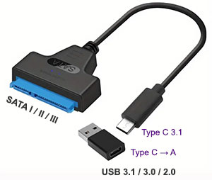 USB 3.0 to Standard SATA Converter Cable - Windows / Mac / Linux