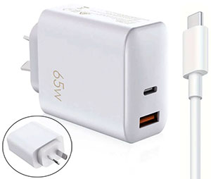 65W GaN USB Charger Type C & A Output, [GS-W65A0927], 110~240V Input / 5/9/12/20 Output for Mobile Phone & Laptop Computer, SAA Cert.