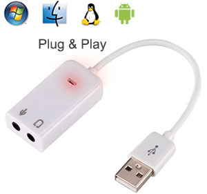 USB Sound Card Adapter with Mic & Line-out, Plug & Play, Mac OS / Linux / Android /All Windows