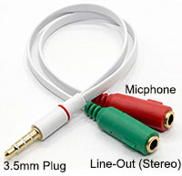 3.5mm TRRS Male to Dual Audio Headset Splitter, [35-P-2S-WT], For 2 Plug headset connecting to Laptop/Mobile phone