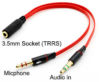 3.5mm TRRS Socket to Audio & Mic Splitter, [35... 3.5mm TRRS Socket to Audio & Mic Splitter, [35...
