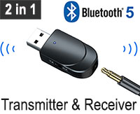 Bluetooth 5 Transmitter & Receiver 2in1 with Mic, [KN330], USB Powered, Hands Free Calling Supported