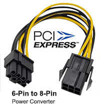 6-Pin PCI Express Female to 8-Pin PCI Express Male Power Cable Adapter