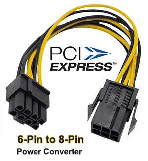 6-Pin PCI Express Female to 8-Pin PCI Express Male Power Cable Adapter